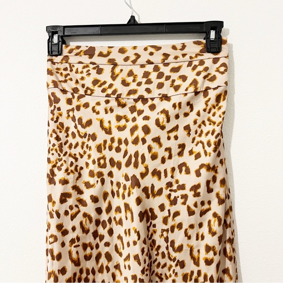 NWT Free People Normani Brown Leopard Print Satin Midi Skirt Size 4 - Picture 6 of 7